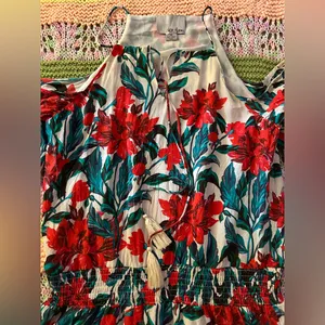 Anthropologie Chloe Oliver | Floral Silk Serena Cold Shoulder Dress Size Medium thumbnail 5