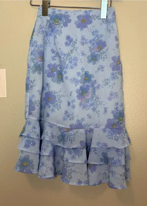American girl vintage children’s kids Floral Ruffle Midi Skirt Light Blue 7 thumbnail 1