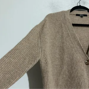 Quince Mongolian Cashmere Oversized Tan Cardigan Sweater Small Minimal Neutral thumbnail 6
