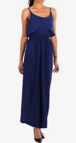 Xhilaration Navy blue ruffle chiffon maxi dress size XS thumbnail 1