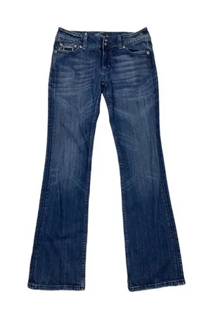 -Miss Me Boot Cut Denim Jeans Womens 29 Rhinestone Bling Flap Pocket Fleur de Li thumbnail 1