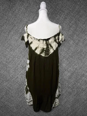 True Destiny Olive Tie-Dye Cold Shoulder Mini Dress Size Large thumbnail 8