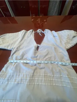 7 For All Mankind Light Blue Cotton V-Neck Puff Sleeve Relaxed Mini Dress XL thumbnail 6
