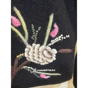 Susan Bristol Women Embroidered Cardigan Sweater Size Medium 100% Wool‎ 90's Y2K thumbnail 5