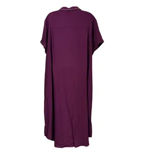 Wildfang‎ Empower Piped Short Sleeve Dress Plum Burgundy Button Front XL WD8210 thumbnail 2