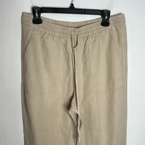 J. Crew Wide-leg seaside textured drawstring pant in linen beige hue size M tall thumbnail 4