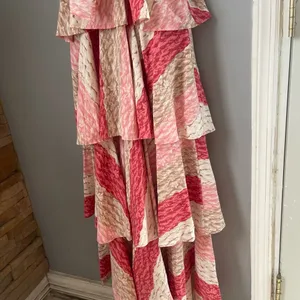 Entro Resort Pink and Red Ruffled Maxi Sundress thumbnail 3