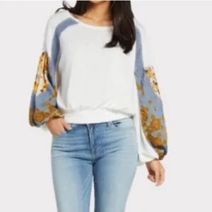 Free People White and Blue Sweater thumbnail 6