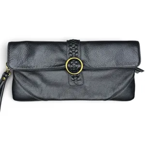Clarks England Leather Baguette Clutch Bag Wristlet Blue Cotton Lined thumbnail 2