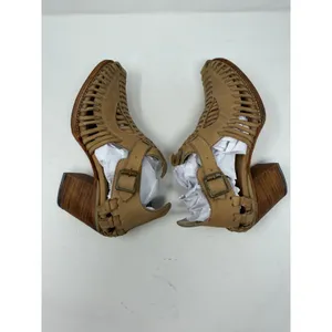 Freebird Poisn Huarache Bootie Sandals Tan Leather Woven Block Heel Womens 9 thumbnail 6