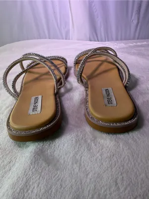 Steve Madden Silver Crystal Strappy Slide Sandals thumbnail 9