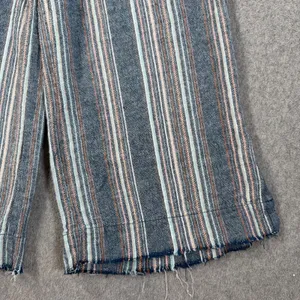Democracy Wide-Leg Cropped Pants Womens 4 Flex-ellent Raw Hem Linen Blend Stripe thumbnail 2