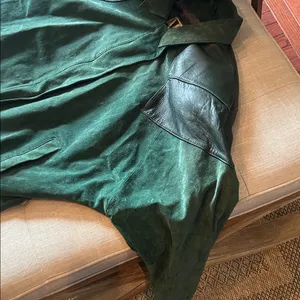 ADA Vintage Emerald Green Suede Bomber Jacket Size L thumbnail 4