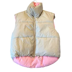 Amazon tan reversible cropped puffer vest large thumbnail 2