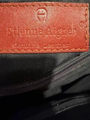 Vintage Etienne Aigner Black Shoulder Bag with Orange Trim thumbnail 5