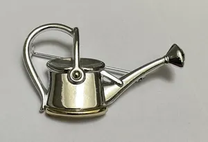 Garden Water Pot Two Tone Brooch Pin Cute For Gardener’s Signed Danecraft thumbnail 1