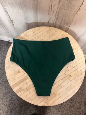 SheIn High Waisted Bikini Bottoms Womens Small Dark Emerald Green Swim Bottom Briefs thumbnail 3