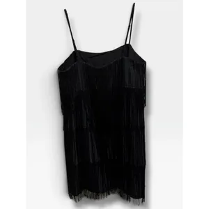 A New Day Black Fringe Tassel Mini Cocktail Party Dress Small S NEW Flapper thumbnail 3