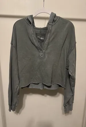 Aerie Sweatshirt Cropped Green thumbnail 1