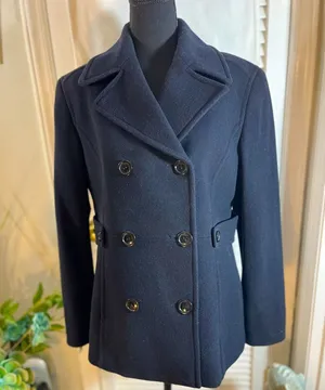St Johns Bay Women’s Wool Pea Coat in Dark Navy thumbnail 1