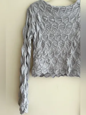 See You Monday Honeycomb Stretch Long Sleeve Top, Light Grey, Size Large thumbnail 13