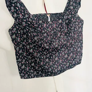 Free People Stay With You Black Floral Top thumbnail 5