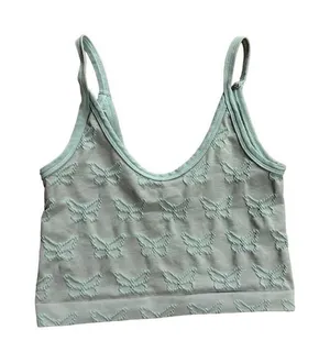 Out from‎ Under aqua butterfly print crop tank y2k sz XS thumbnail 1