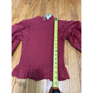 Farm Rio 3D Heart Smocked Red Blouse Size XS thumbnail 8