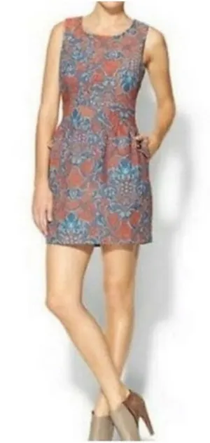 Anthropologie Tulle Structured Tapestry Scoop Neck Mini Dress Sz S thumbnail 1