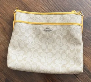 Coach Beige Crossbody Bag with Yellow Trim thumbnail 1