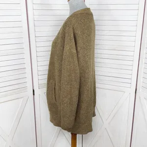 Free‎ People Alpaca Wool Blend Slouchy Grandpa Cardigan Sweater Khaki Brown XS thumbnail 2
