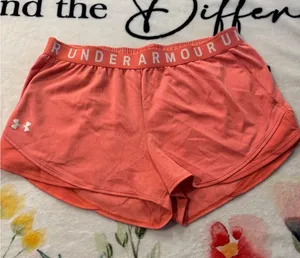 Under Armour Running Shorts Athletic Gym Workout in a coral orange tone Size L thumbnail 1