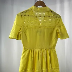 Belle Badgley Mischka Dailey Eyelet Linen Shirt Dress in‎ Yellow Size 0 thumbnail 5