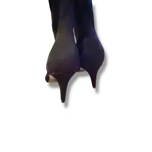 Nine West Knee High Boots Size 9.5 Black‎ Faux Suede Almond Toe Stiletto Heel thumbnail 3