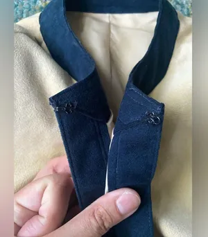 Vintage Ultrasuede military inspired tan blue blazer jacket, size 10. thumbnail 9