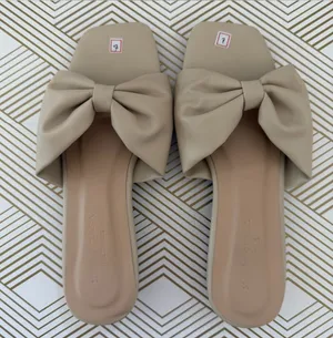 Beige Bow Slide Sandals - Women's Casual Slip-Ons Size 7 thumbnail 1