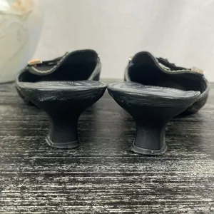 Stuart Weitzman Black Leather Slide On Square Toe Shoes 8.5 thumbnail 5