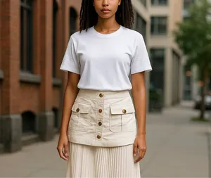 Commence Patchwork Asymmetrical Pleated Buttoned Midi Skirt thumbnail 4