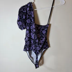 Intimately Free‎ People One Shoulder Floral Bodysuit Purple Size Medium thumbnail 5