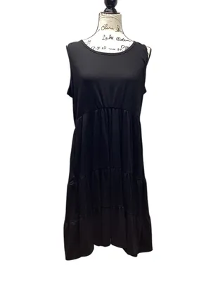 Shirley & Stone tiered sleeveless Midi dress Black size Large thumbnail 2