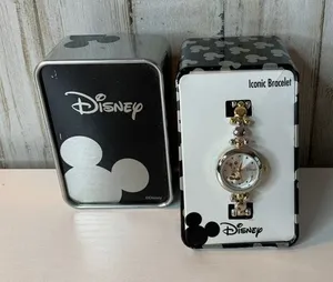 Disney Mickey Mouse Womens Wristwatch Silver Gold w/ Box thumbnail 1