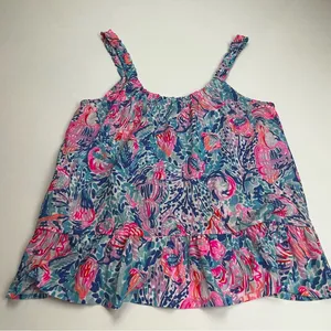 Lilly Pulitzer Womens‎ Size XS Ruffle Tank Top Scoop Neck Blouse Coastal Beach thumbnail 8