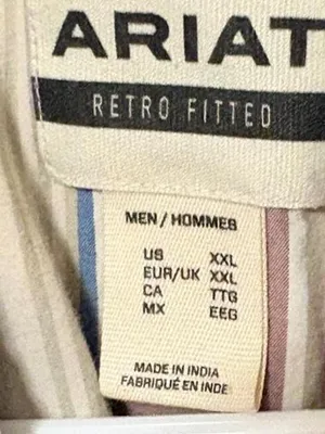 Ariat Men's Short Sleeve Striped Western Shirt — Blue, Cream & Brown Sz XXL thumbnail 7