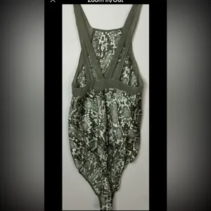 Free People Nights Out Bodysuit. Snakeskin print in moss green. Size XS thumbnail 4