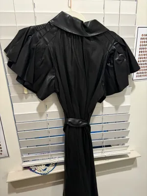 Black leather boutique mini dress thumbnail 3