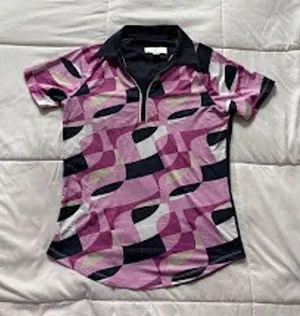 Sport Haley Golf Polo Shirt Womens XS Pink Purple Geometric Abstract Preppy thumbnail 1