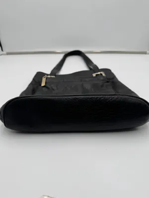Mila Paoli Genuine Leather Black Tote Shoulder Bag Front Zip Pocket EUC thumbnail 8