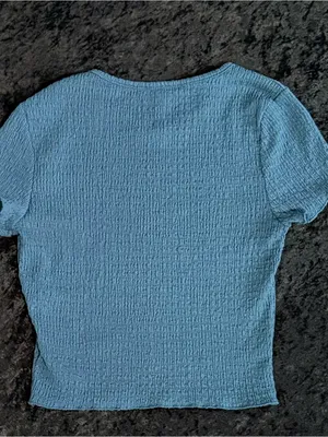Papaya Dark Blue Short Sleeve Textured Knit Top thumbnail 3