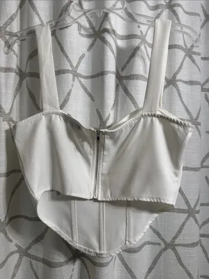 PrettyLittleThing Shape White Woven Corset Crop Top thumbnail 6