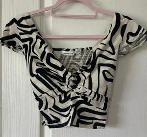 Midnight Sky Twist Front Zebra Print Crop Top thumbnail 1